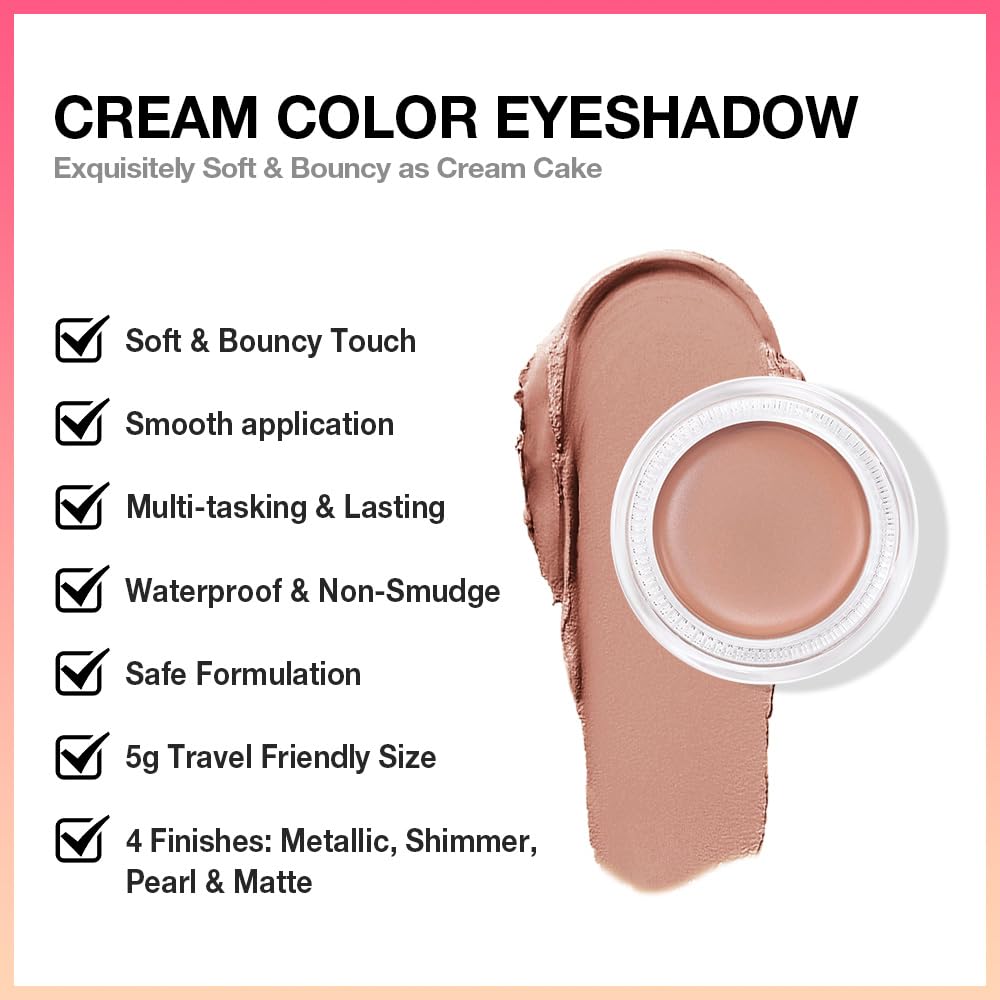 Kaely Single Cream Eyeshadow Pot, Nude Brown Matte Eye Shadow for Older Women High Pigmented Waterproof, Natural Eyeshadow Palette Makeup Brightener, sombras en crema para ojos, Blendable, R03