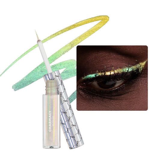 CHARMACY Chameleon Liquid Eyeliner, Intense Color Shifting, Waterproof Eye liner Gold Glitter Eyeliner, High Pigmented, Smudge Proof Formula,Ultra-Fine Tip,PALE YELLOW GOLD 907 | alldaygood beauty