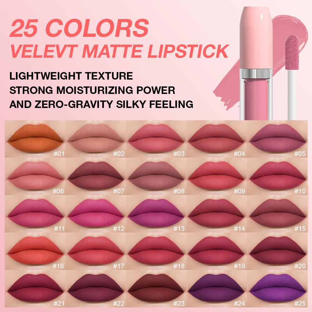 BINGBRUSH Super Matte Longwear No-Budge Stay On Smudge Proof Liquid Lipstick Long Lasting Makeup for Women,Highly Pigmented Color and Instant Shine, Cheeky