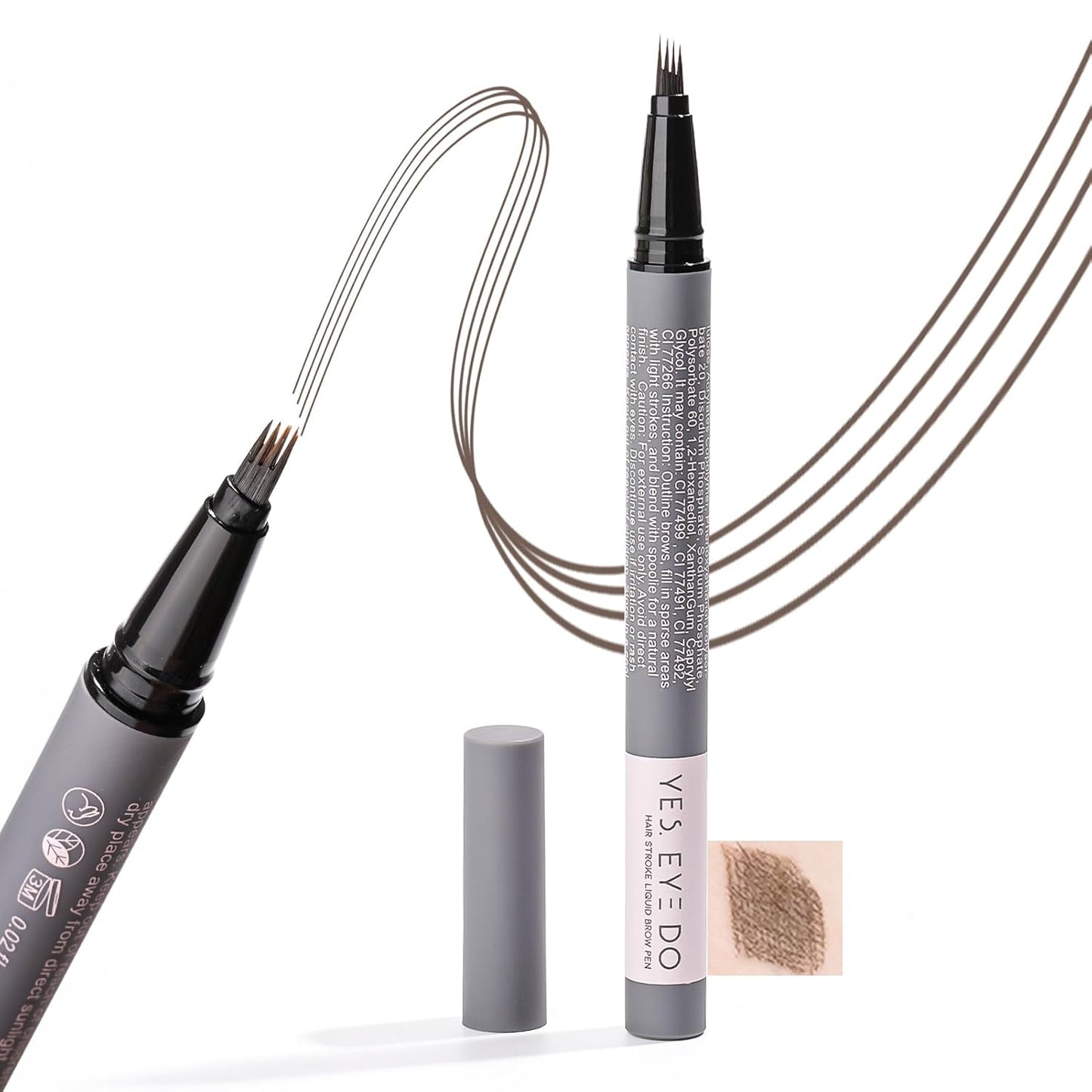 Deep Brown Eyebrow Pencil with 4 Prong Precise Tip, Dark Brown Eyebrow Pen for Natural Hair-Like Brows, Last for 24H YES.EYE DO (Bitter Chocolate-Deep Brown)