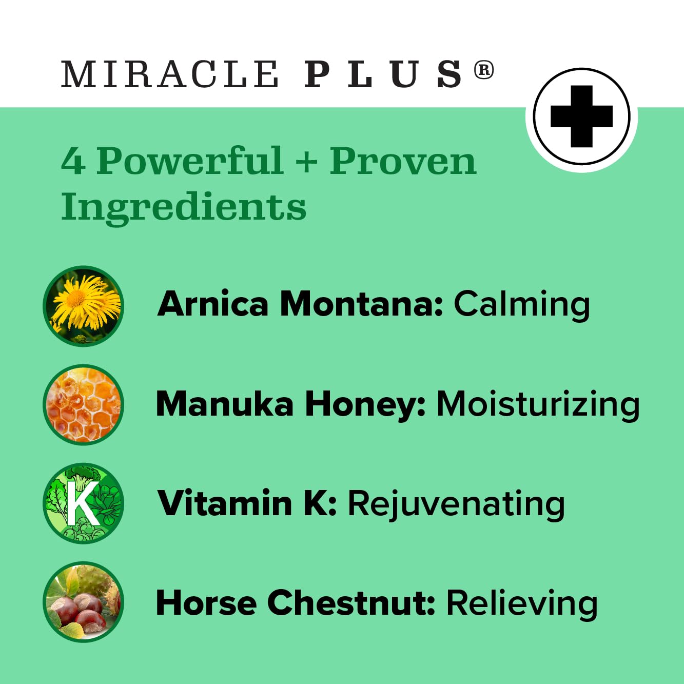 Miracle Plus Natural Arnica Bruise Body Gel | Arnica Montana Lotion For Thin Skin Bruising And Swelling After Surgery | Extra Strength Vitamin K Cream | Skin Care Arnica Ointment For Bruises, 4 Oz