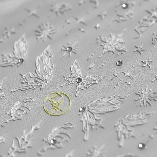 Butterfly Nail Art Stickers Silver Butterfly Nail Stickers 5D Embossed Nail Decals Accessories Glitter Sparkly Adhesive Slider Manicure Supplies for Women DIY Decorations | alldaygood beauty