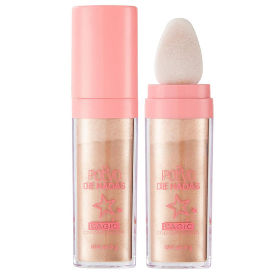 Polvo De Hadas Fairy Dust Highlight Patting Powder - Full Body Contouring and Clavicle Pearlescent Patting Powder for Face and Eye, Christmas Sparkling Body Glitter (#03 Golden Brown) | alldaygood beauty