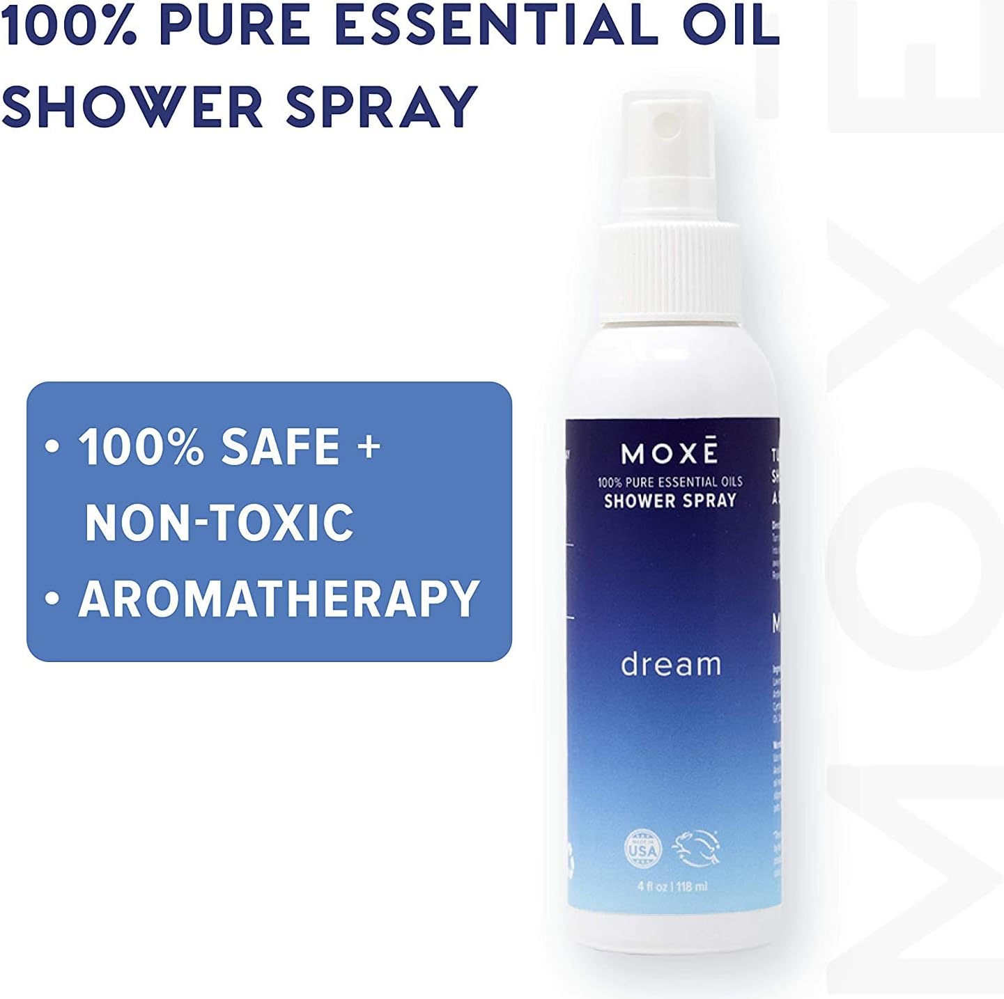 MOXĒ Dream Lavender & Chamomile Shower Steamer Spray, 100% Natural Certified Essential Oils, Bath Relaxation, Made in USA, 4 Ounces (2 Pack)