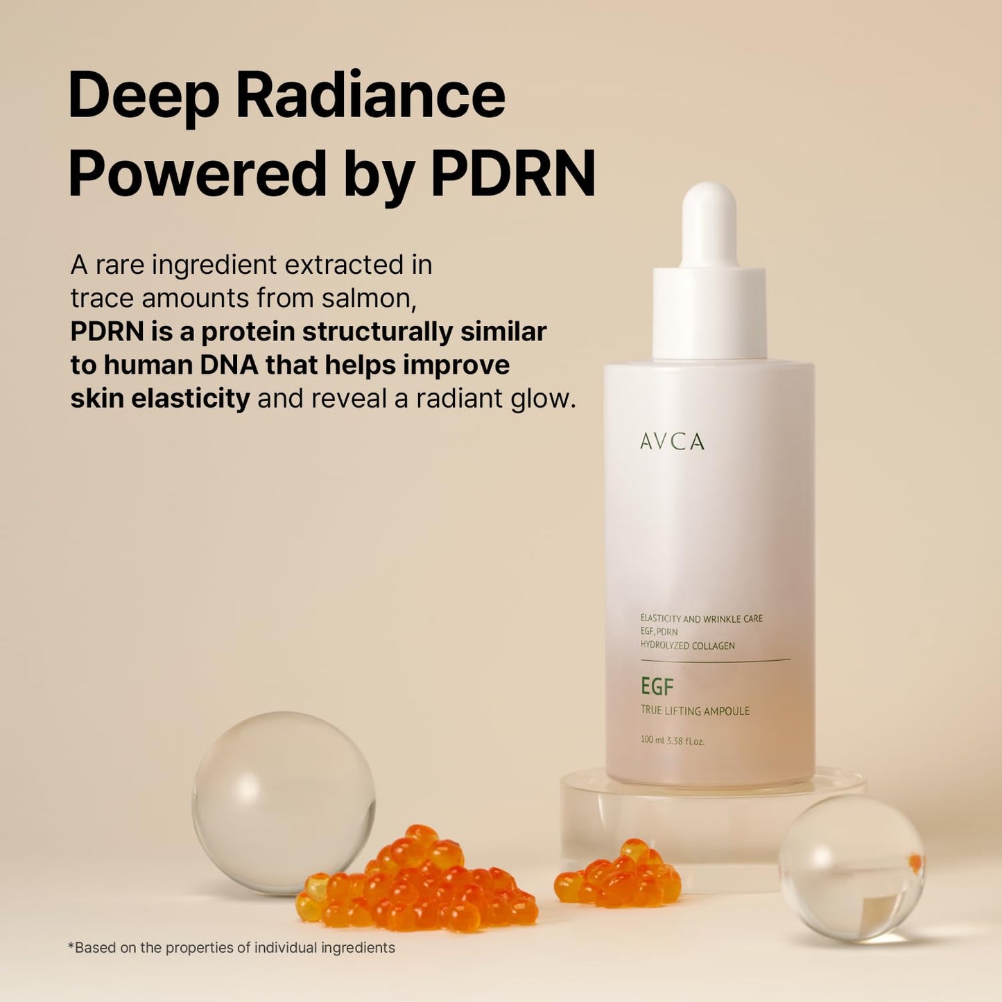 AVCA EGF & PDRN Firming Serum 3.38oz - Korean Skin care, with Peptides for Smooth and Supple Skin