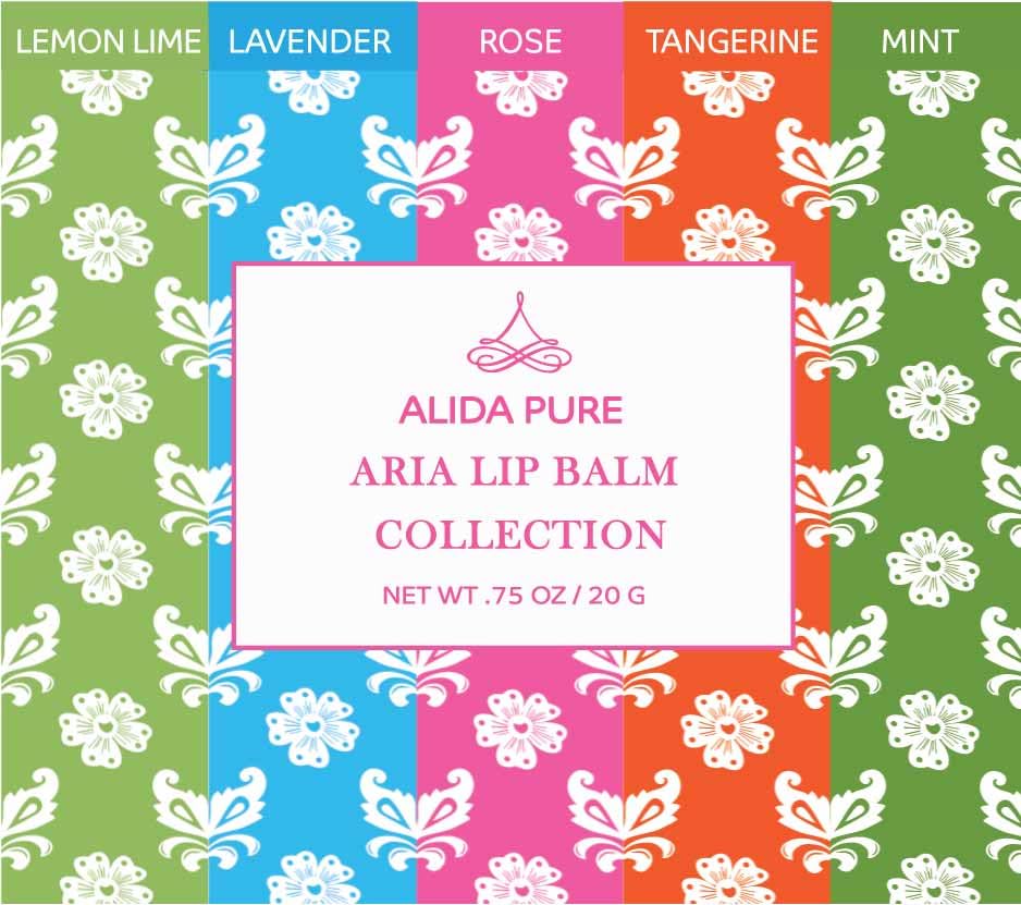 Aria Lip Balm Collection, Vegan Set, Beeswax Free, with Organic Jojoba and Avocado Oil, Vitamin E, Natural Moisturizer for Dry, Chapped Lips, 5 Tube Set