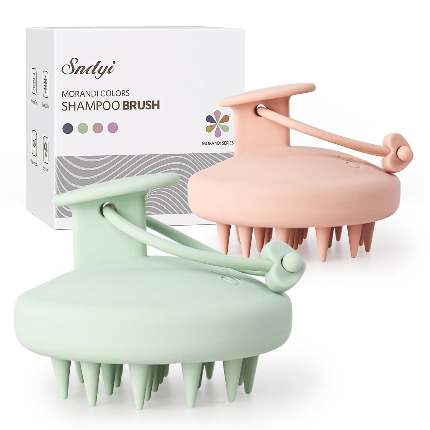 Sndyi Silicone Shampoo Brush with Soft Bristles - Scalp Massager, Exfoliator for Dandruff Removal, Wet/Dry Brush for Hair Growth, Scalp Care, and Hair Scrubbing