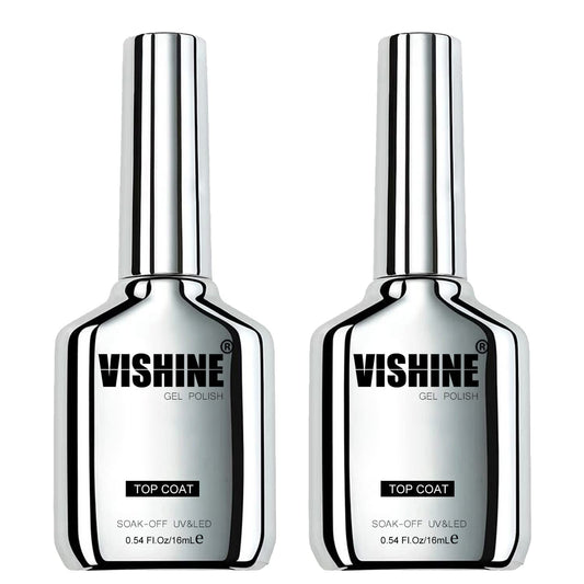Vishine New Technology Protective Ultra Glossy 2Pcs of 16ml No Wipe Top Coat for Chip Free Long Lasting Soak Off Gel Nail Polish, 0.54 oz | alldaygood beauty