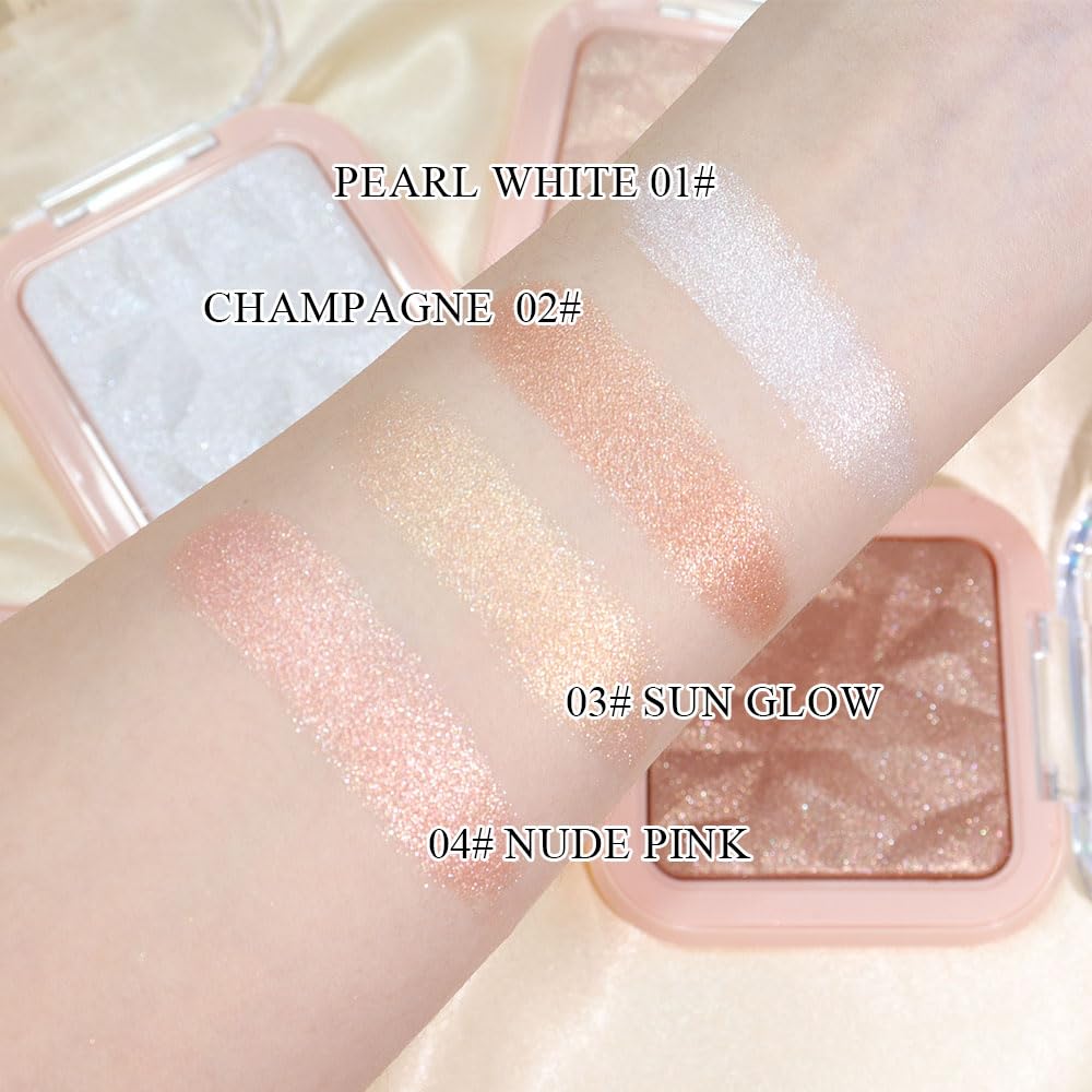 evpct Sun Glow Face Highlighter Makeup Shimmer Glitter Diamond Sparkly Highlighters Makeup Palette Powder for Face Body Cheek Skin iluminadores iluminador de jos maquillaje luminizers E03