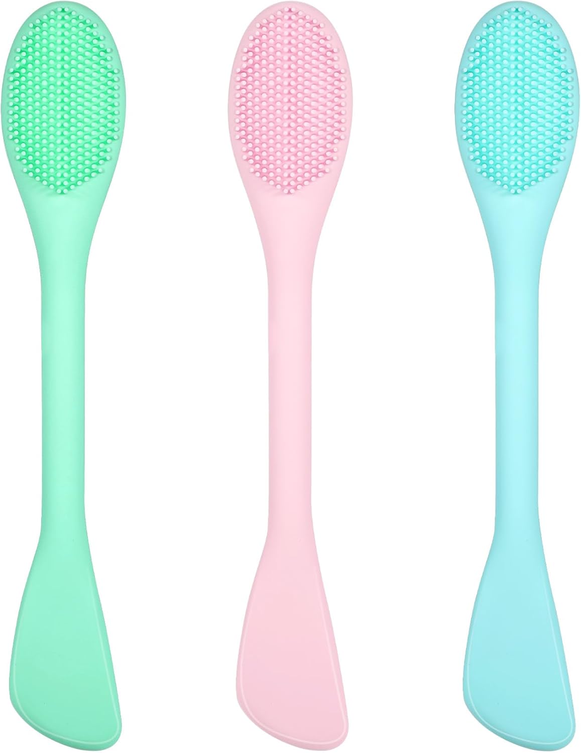 3 Pcs Mask Spatula, Pore Polishing Wand, Double-Head Silicone Mask Applicator for Smooth Skincare & Makeup Application (Multi-Colored)