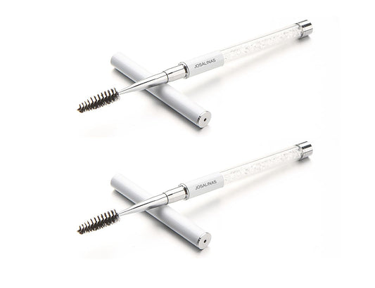 2PCS Mascara Brushes Eyebrow Eyelash Brushes Mascara Wands Spooly Applicators Eye Brushes Portable Cosmetic Brushes with Cap Spoolies Brushes for Eyelash Extensions and Eyebrows, White