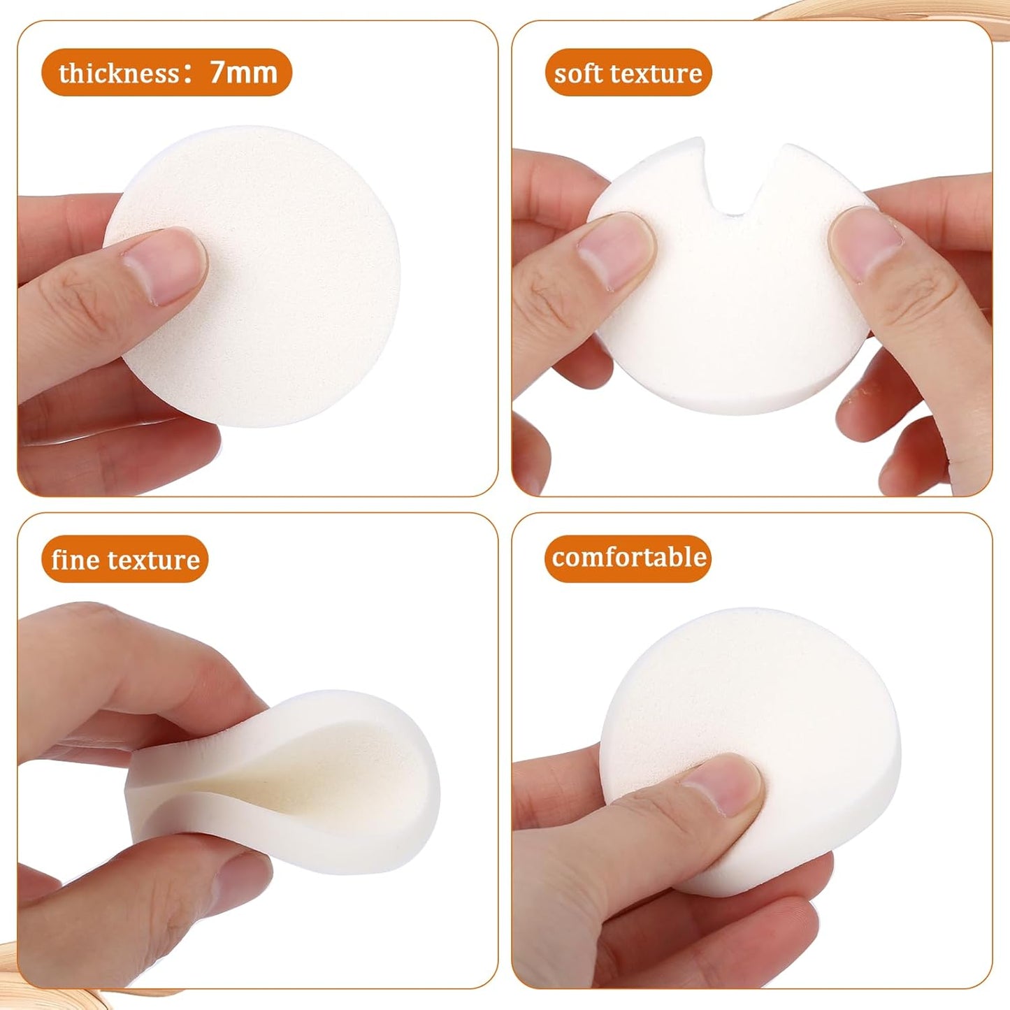 20Pcs White Makeup Sponge Round Make Up Facial Face Soft Sponge Cosmetic Puff Women Lady Beauty Makeup Foundation Powder Puff for All Skin Types Wet and Dry Dual Use