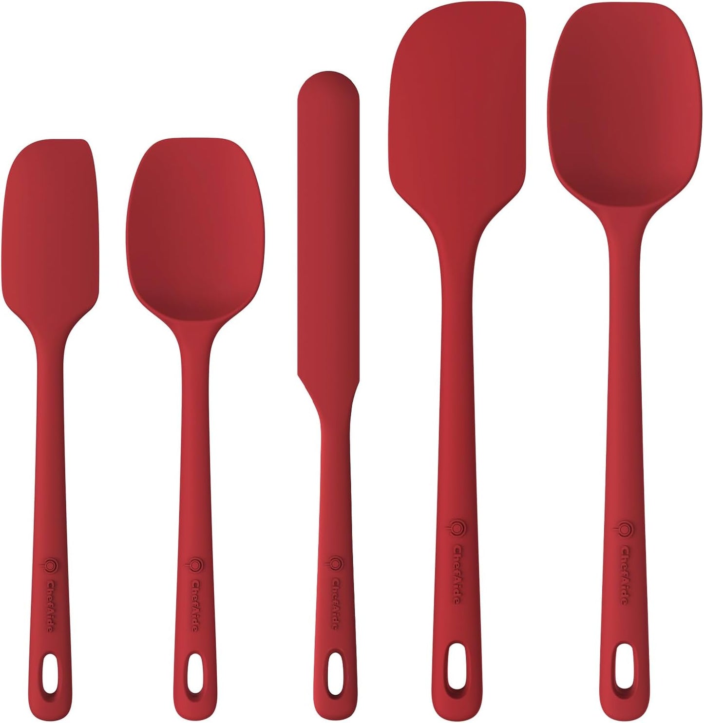 5 Pieces Silicone Spatula Set, Food Grade Rubber Spatula, Upgrade Strong Handle with Ergonomic Grip, Heat Resistant Up to 600°F for Nonstick Cookware, Cooking Red