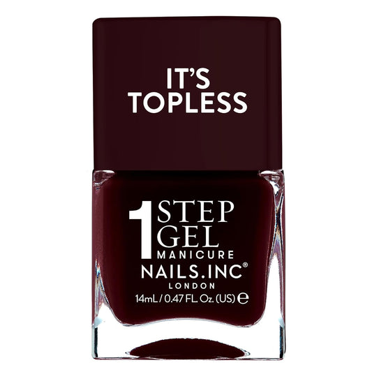 Nails Inc It's Topless Gel-Like Nail Polish, 4-in-1 Base Coat, Treatment, Color, Top Coat, Long Lasting, Strong, Chip Free Nails, Glossy Salon Quality Manicure, Air Dry Nail Polish, Billie, 0.47 Fl Oz | alldaygood beauty