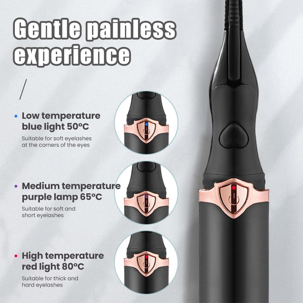 Peshoriadm Eyelash Curler, Electric Eyelash Curler Heated, 2025 New Heated Eyelash Curler with USB Charging, 3 Heat Modes and Smart Temperature Control, Natural Curling 24h Long-Lasting Curl (2Pcs-C)