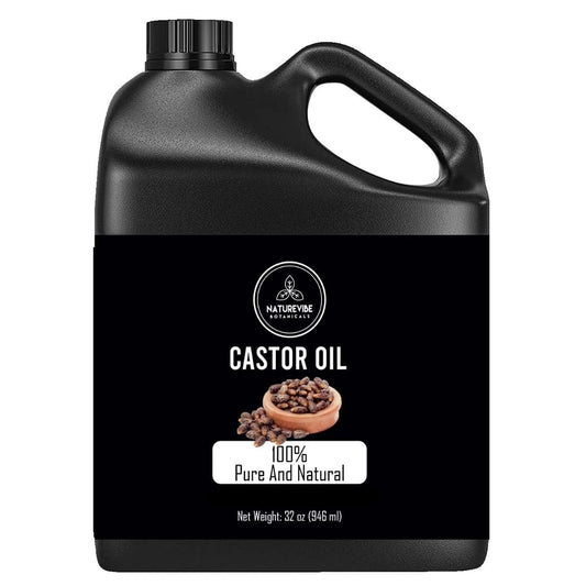Naturevibe Botanicals Castor Oil 32 Ounces | 100% Pure and Natural | Great for Skin Care and Hair Care | Hexane Free Unrefined Oil for Enhanced Eyebrows and Eyelashes 32 Fl Oz | 946ml | alldaygood beauty
