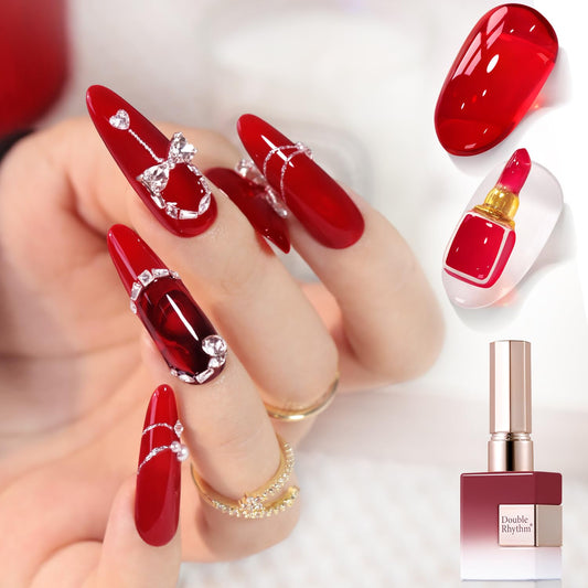 Double Rhythm 0.50 OZ Translucent Gel Polish Same Color Same Bottle Sheer Pastel Neutral Natural Milky 15 ML Jelly UV Nail Art DIY at Home (Burgundy Red-A1485) | alldaygood beauty