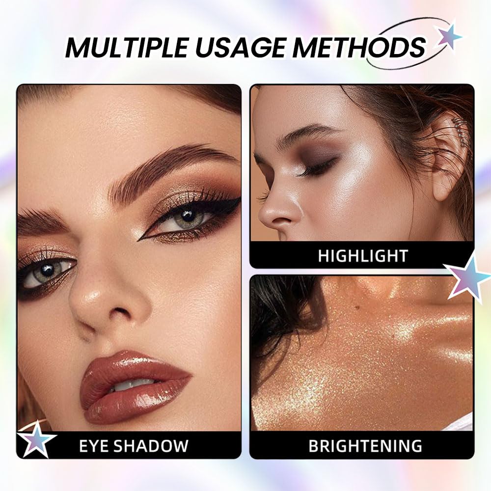 evpct 8 Colors Cream Eye Shadow Palette Makeup for Older Women, Nude Rose Pink Coffee Beige Brown Matte Shimmer Glitter Metallic Dual Eyeshadow Palette Pot creme, Eye Brightener Makeup Highlighter