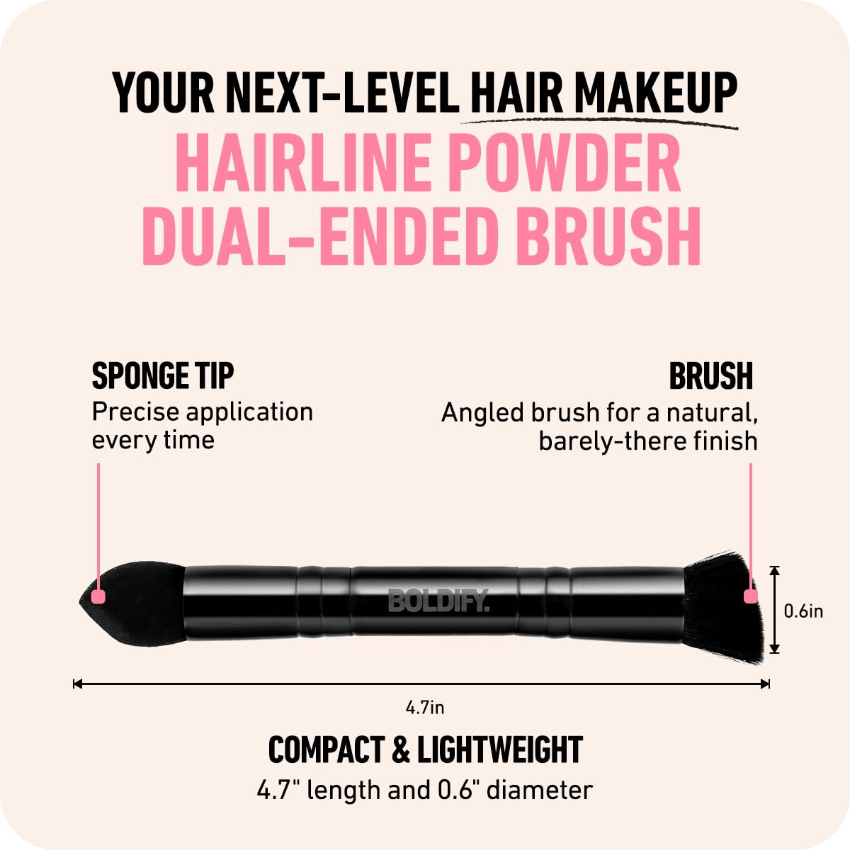 BOLDIFY Dual-Ended Hairline Powder Brush - Precision Makeup Brush Set with Sponge Tip for Seamless Blending - Ideal as a Concealer Brush, Hair Contour Brush, and Root Touch Up