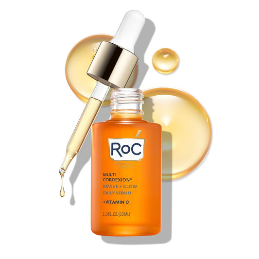 RoC Multi Correxion Revive + Glow 10% Active Vitamin C Serum for Face, Daily Anti-Aging Wrinkle and Skin Tone Skin Care Treatment, Brightening Serum, 1 Fluid Ounce