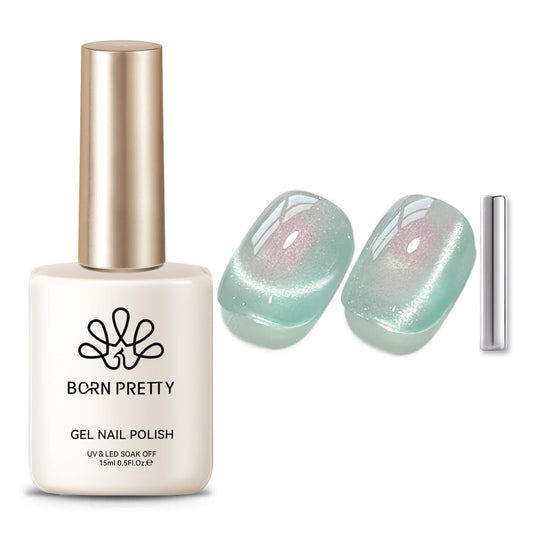 BORN PRETTY Cat Magnetic Eye Gel Nail Polish,Tuberose Green Magnetic Gel Polish Shimmer Magnetic Eye Gel Manicure Nail Art DIY 15ml | alldaygood beauty
