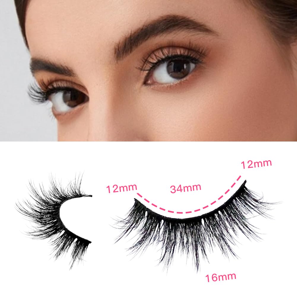 False Eyelashes 48 Pairs Faux Mink Lashes 14mm Wispy Lashes 3D Fluffy Cat Eye Lashes Pack Bulk Wholesale Strip Lashes(style 48-035)