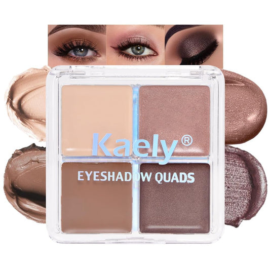 evpct Cream Eye Shadow Palette Makeup for Older Women, Beige Nude Antique Rose Cocoa Brown Taupe Mauve Metallic Shimmer Glitter Matte Eyeshadow Quad Palette Creme Eye Brightener Makeup, Smudge Proof | alldaygood beauty