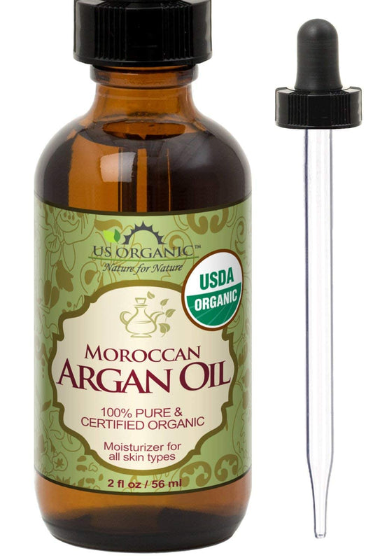 US Organic Moroccan Argan Oil, USDA Certified Organic,100% Pure & Natural, Cold Pressed Virgin, Unrefined, 2 Oz in Amber Glass Bottle, for Hair treatment, Skin, Nail, Cuticle, Sourced from Morocco. | alldaygood beauty
