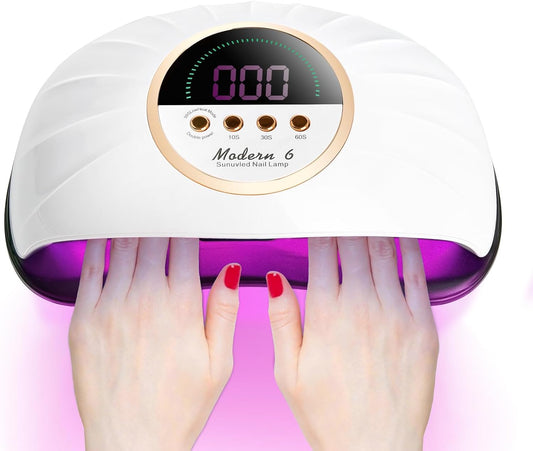 Professional UV Light for Nails, 268W LED UV Nail Lamp for Gel Nail Polish with 4-Timer Auto Sensor, Large Space Gel Nail Lamp for 2 Hands with 69 PCS LED Beads, Nail Dryer for Salon & Home | alldaygood beauty