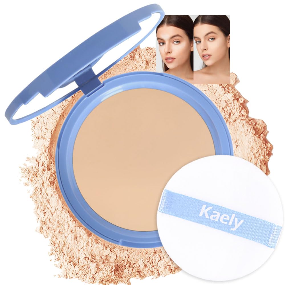 evpct Oil Control Pressed Face Powder Compact for Women, Translucent Setting Powder Makeup Foundation for Women, Waterproof Long Lasting Lightweight, polvo compacto de maquillaje, 125 Ivory Buff