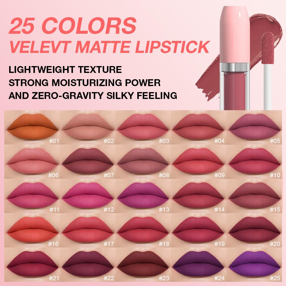 BINGBRUSH Super Matte Longwear No-Budge Stay On Smudge Proof Liquid Lipstick Long Lasting Makeup for Women,Highly Pigmented Color and Instant Shine, Cheeky