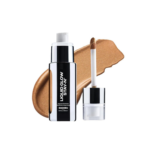 Sacheu Liquid Glow STAY-N Liquid Highlighter & Illuminator Makeup — 30ml Long Lasting Luminous Glow Lightweight Dewy Finish, Sun Daze | alldaygood beauty
