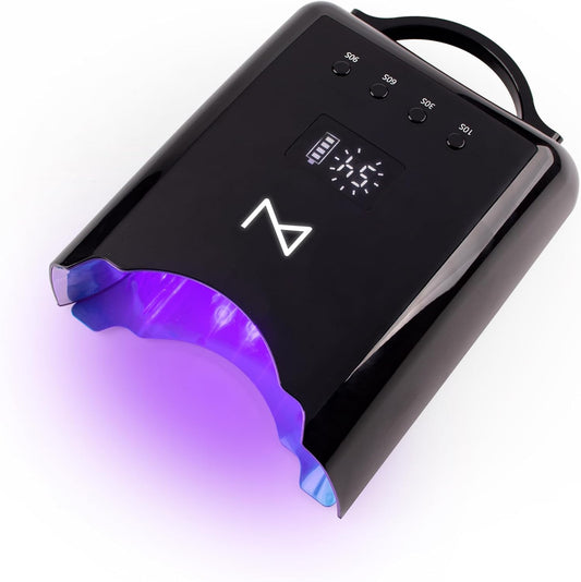 M - NEO Cordless & Rechargeable Nail Curing Lamp 78W with 4 LCD Time Display Timer, Auto Sensor, and Spacious Interior for All Hand Sizes and Nail Lengths (Black) | alldaygood beauty