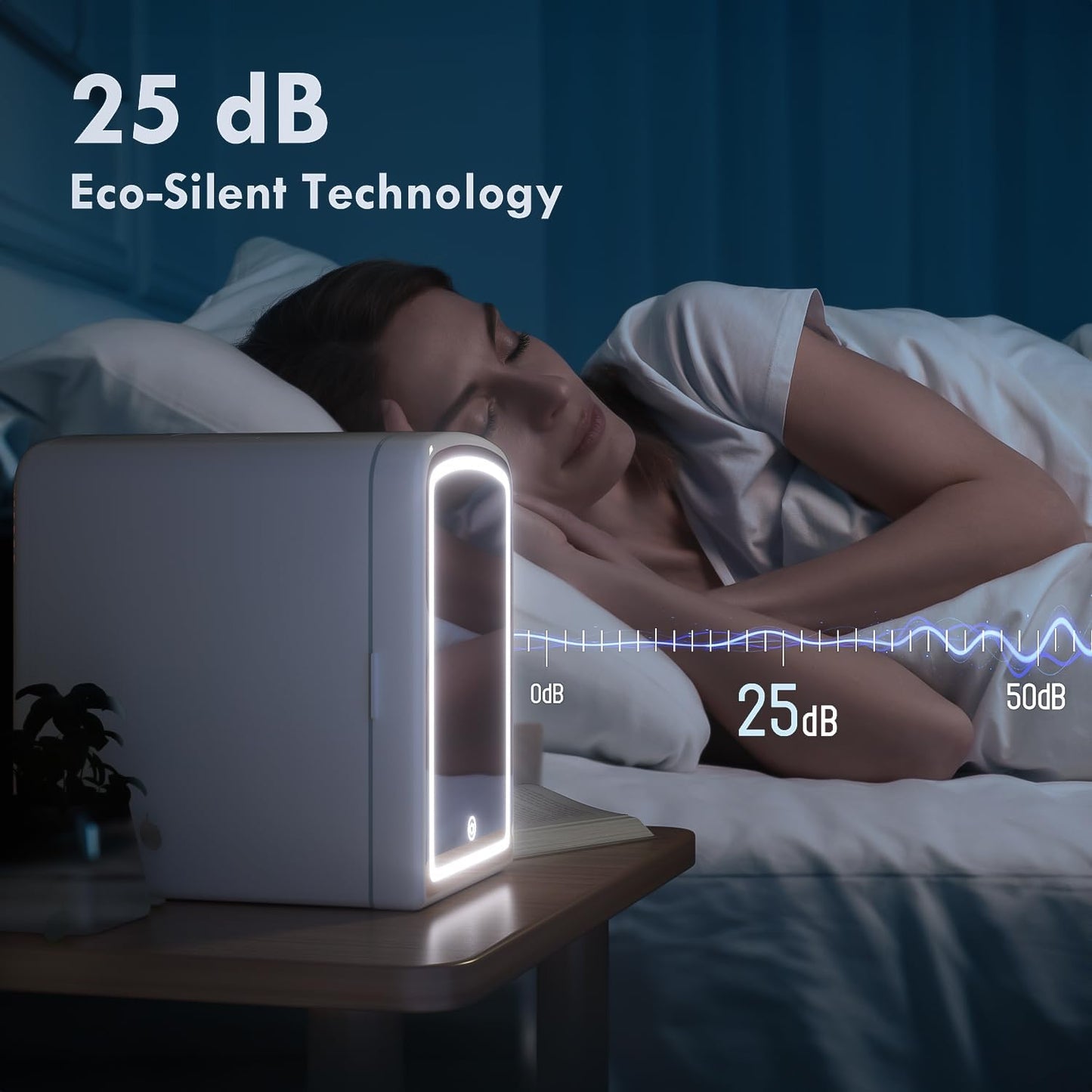 Mini Fridge for Skin Care, 4 Liter Portable Small Fridge with Dimmable LED Mirror, Cooling and Warming Function Personal Beauty Refrigerator for Bedroom, Office, Car, Makeup (White)