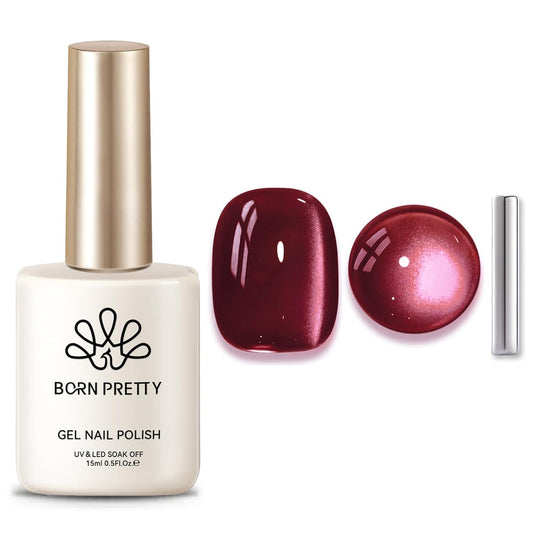 BORN PRETTY Cat Magnetic Eye Gel Nail Polish,Red Wine Jelly Glass Magnetic Gel Polish Glitter Soak Off Nail Art Salon Manicure Home Gift 15ml | alldaygood beauty