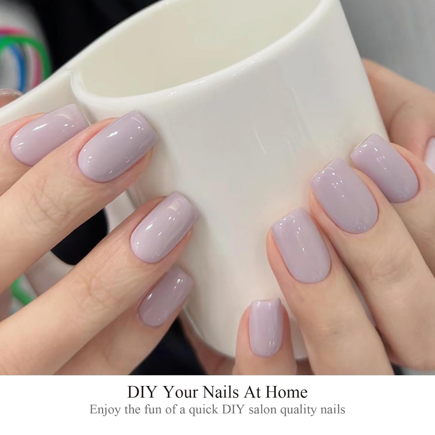 Semi Cured Gel Nail Strips, 20 PCS Gel Nail Stickers Work with UV Light, Salon Quality & Easy to Use - Morandi Purple