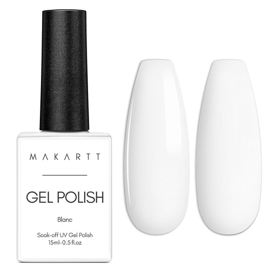 Makartt White Gel Nail Polish 15ml, Soak Off Blanc Gel for UV LED Light, DIY Nail Art, Manicure Designs, Salon & Home Use, Long Lasting and Easy Application