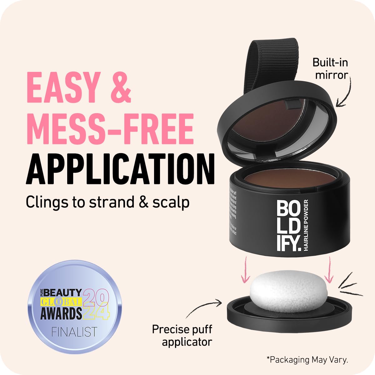 BOLDIFY Hairline Powder (LARGE, 10g) - Root Touch Up Hair Color for Gray Coverage - Bald Spot Concealing Hair Powder for Women & Men - 48-Hour Stain-Proof - Dark Gray
