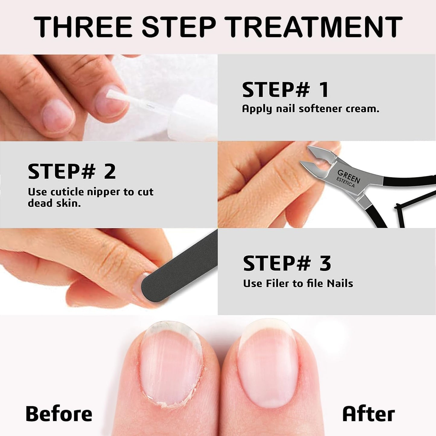 Professional Cuticle Trimmer Nail Cuticle Cutter Stainless Steel Cuticle Nippers with Sharp Blades of Cuticle Remover Clippers Manicure Tools Double Spring - Pedicure Nail Tools (Black - 4 Pack)
