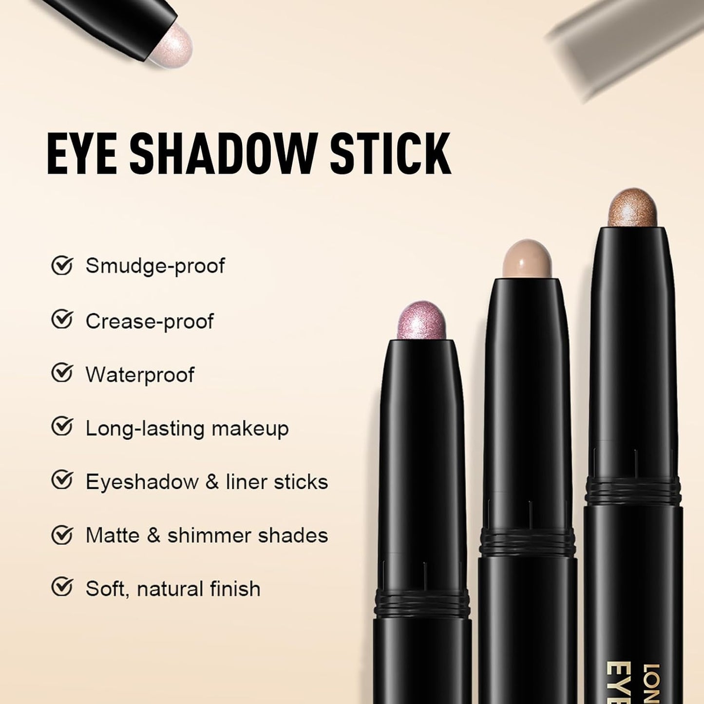 Eyeshadow Stick Mauve, Matte Cream Eye Shadow Stick Waterproof Neutral Nude Eyeliner Brightener Pencil Crayon Long-Lasting Eye Highlighter Makeup for Older Women Easy to Use High Pigmented