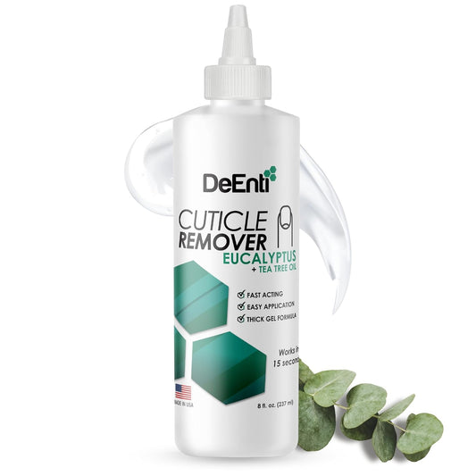 DeEnti Instant Cuticle Remover Gel, Eucalyptus, 8 Oz Bottle, Professional Cuticle Softener, Salon Quality Manicure and Pedicure Supplies | alldaygood beauty