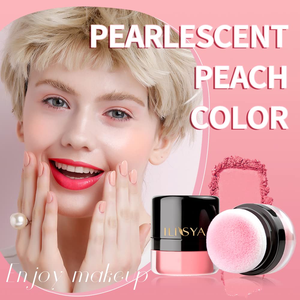 ROUSE Face Blush Powder Makeup Soft Mushroom Blush for Cheeks Long Lasting Makeup Powder Highlight - Shimmery Finish (Peach Color)
