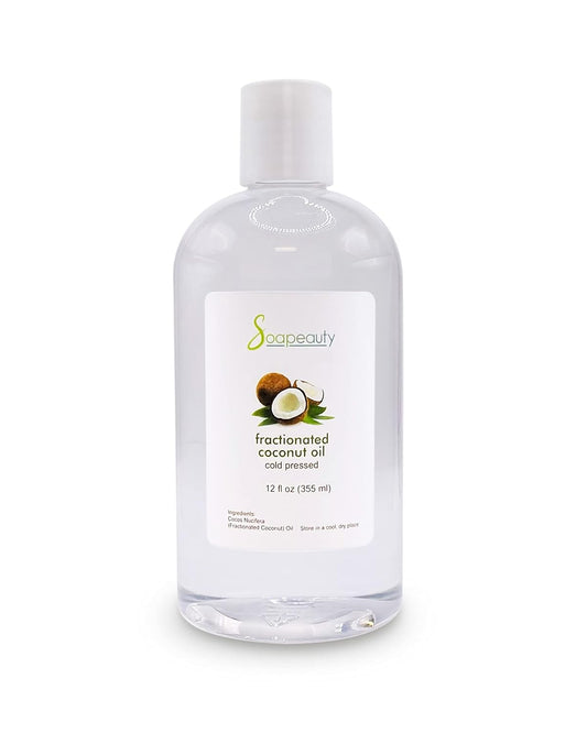 Soapeauty FRACTIONATED COCONUT OIL Cold Pressed Refined | 100% Natural Available in Bulk | Carrier for Essential Oils, Face, Skin, Hair Moisturizer, Soap Making | 12 fl oz | alldaygood beauty