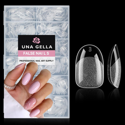 UNA GELLA Oval Round Nail Tips Half Matte 504pcs Short Oval Round Gel Nail Tips Easily Nail Extension for False Fake Acrylic Press On Nails, 12 Sizes Short Gelly Tips | alldaygood beauty