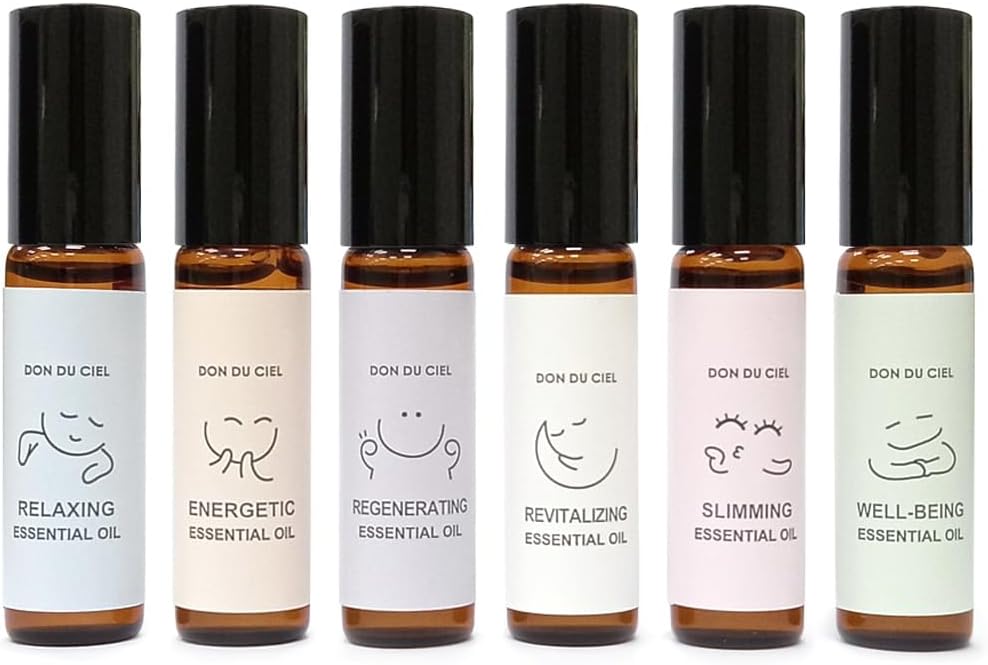 Essential Oil Roll On Blend, Orchid Oil Gift Set, Well-Being, Body Care, Massage, Relaxing, 6 Pack, 0.17oz, Elegant White