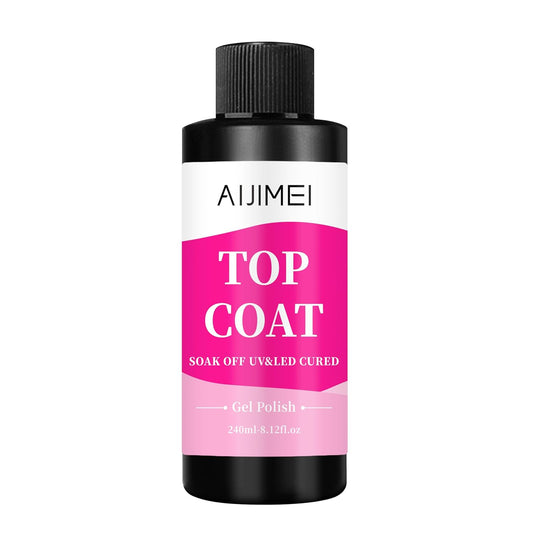 AIJIMEI Top Coat Nail Polish Premium 240ml Gel Top Coat – Long Lasting, Top Coat for Gel Nail Polish – Nail Art Topcoat for Salon-Grade Nails at Home 8 Fl Oz | alldaygood beauty
