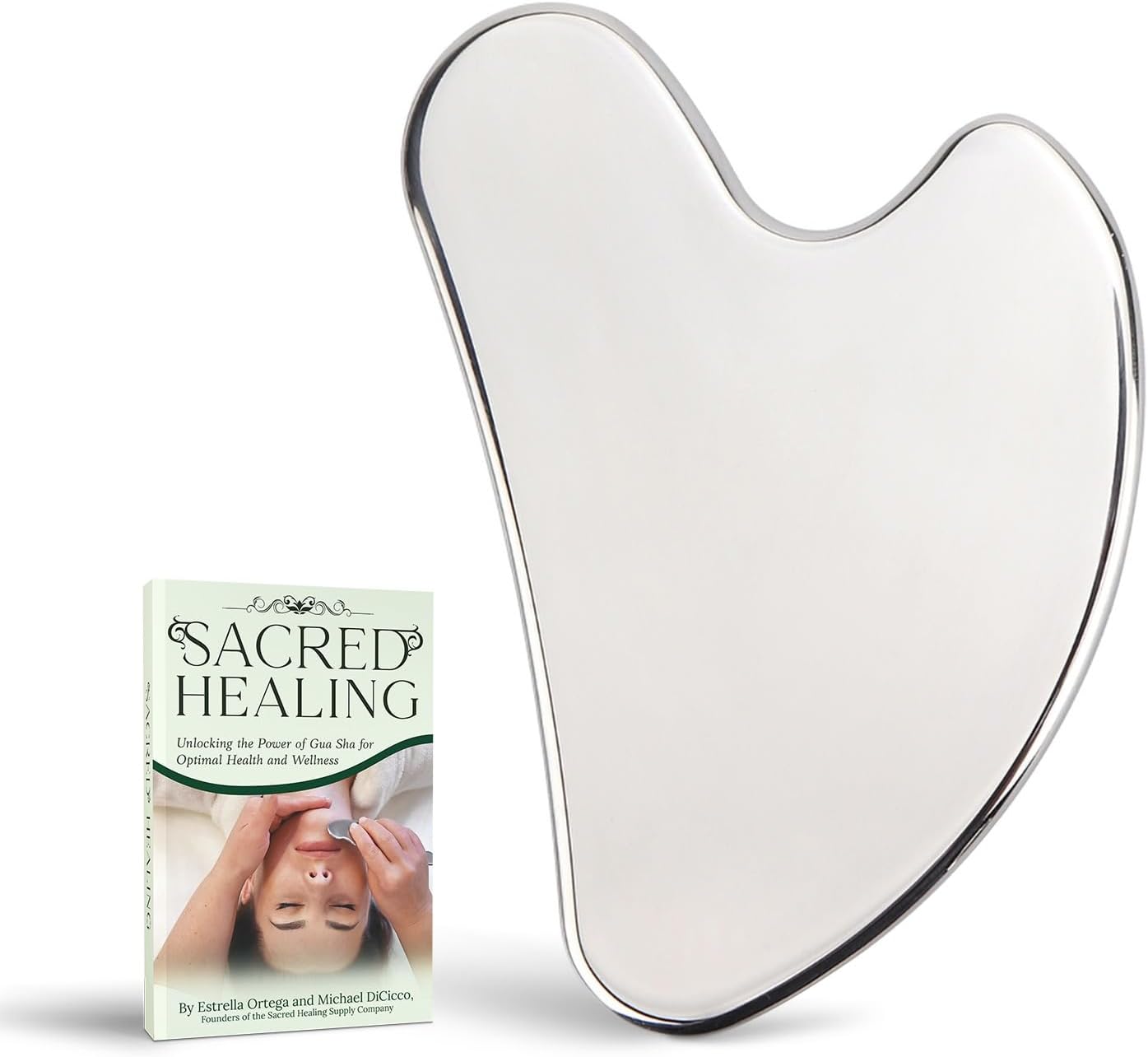 Sacred Healing Premium Stainless Steel Gua Sha Facial Tool – Enhance Beauty, Anti-Aging, Pain Relief, Lymphatic Drainage – Ideal for Home and Professional Use- Metal Gua Sha