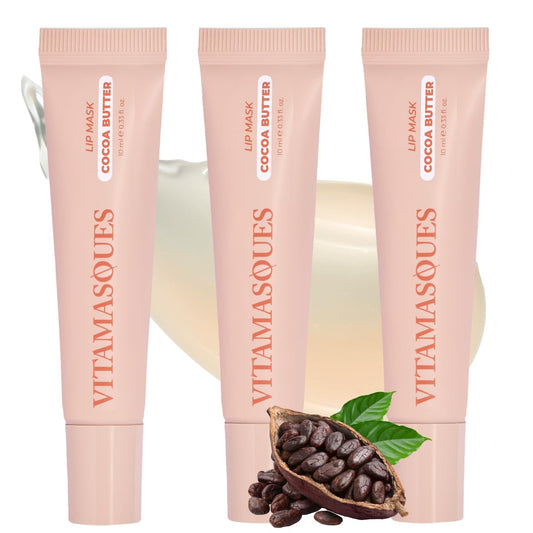 Vitamasques Lip Mask - Hydrating Cocoa Butter Lip Balm Moisturizer with Vitamins & Natural Oil Hydrates, Nourishes & Plumps Lips Area - Korean Skin Care Lip Care Products (Pack of 3) | alldaygood beauty