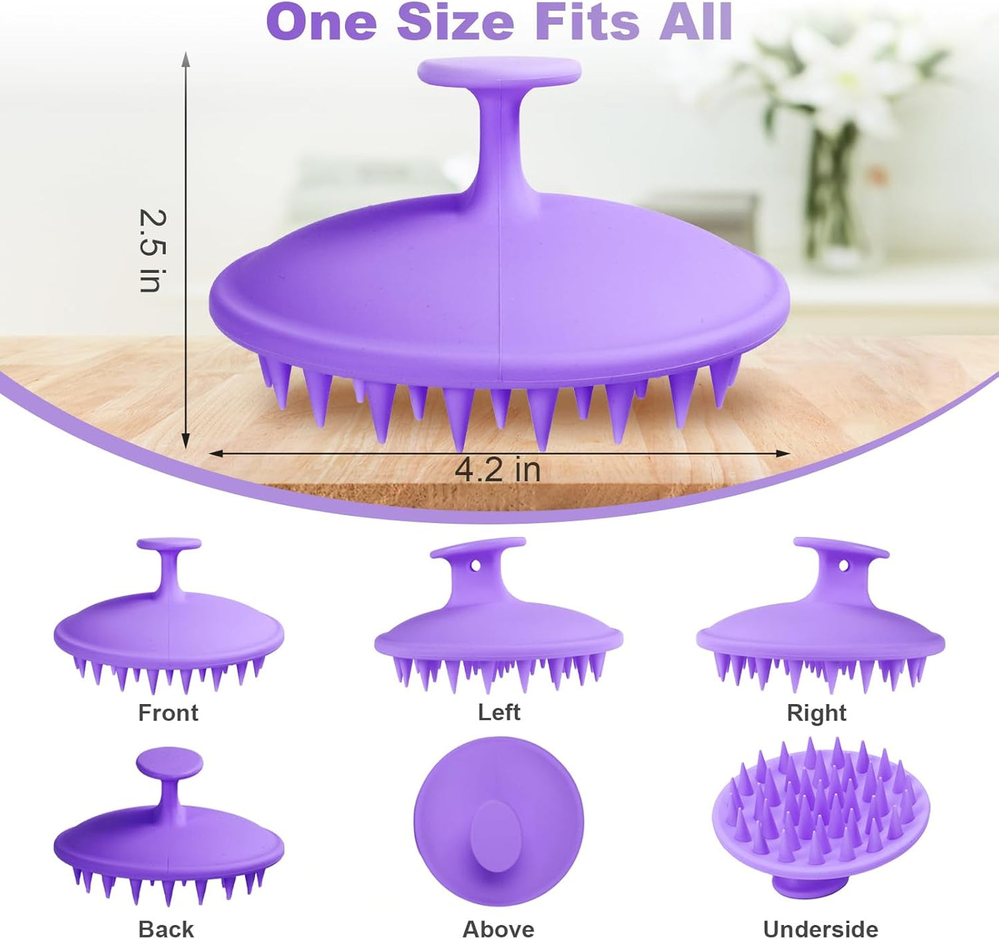 Silicone Scalp Massager Shampoo Brush, Scalp Scrubber for Hair Growth (Purple)