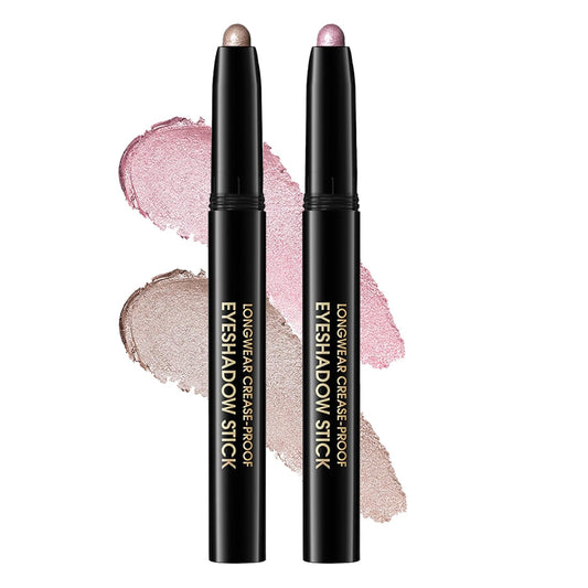 Eyeshadow Stick, Shimmer and Matte Cream Eye Shadow Brightener Sticks Eyeliner Pencil Crayon, Waterproof Long Lasting Eye Highlighter Stick Makeup,0.056 Oz(2PCS #8-Fancy+#9-Champagne) | alldaygood beauty
